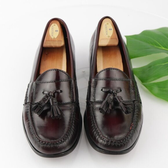 Cole Haan Mens Pinch Tassel Loafer Size 9.5 D Burgundy Moc Slip On Dress Shoe - Picture 2 of 12